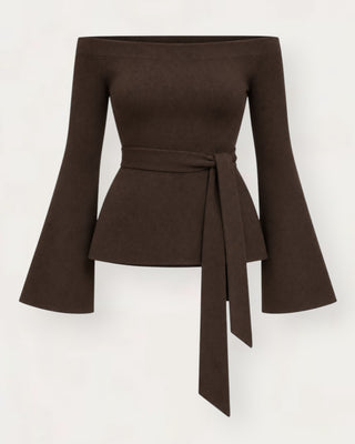 Lucc offshoulder peysa brún