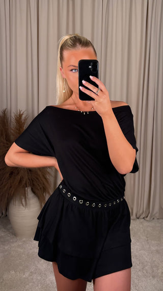 Blush off-shoulder dress