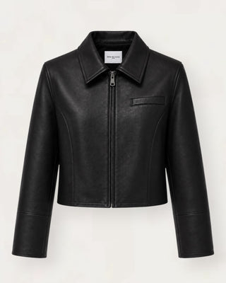 Drole zip leather jakki svartur