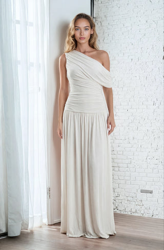 Lucy off-shoulder kjóll hvitur