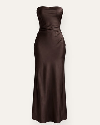 Eight strapless kjóll brúnn