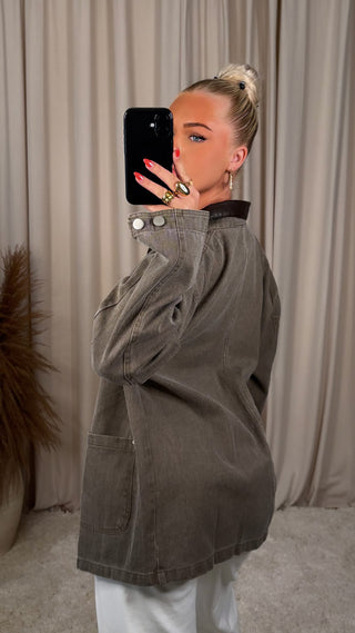 Fiona jakki mosagrænn