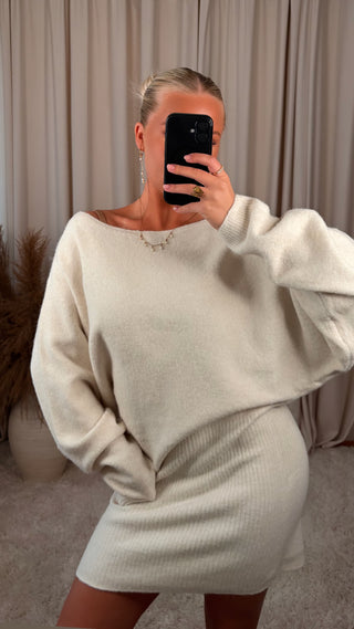 Copper knit kjóll kremaður
