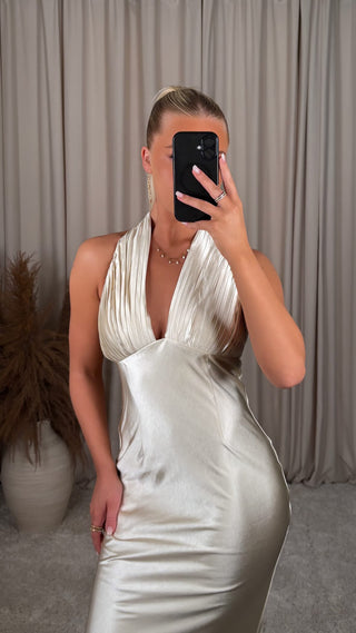 MJ satin dress beige