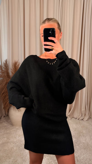 Copper knit kjóll svartur