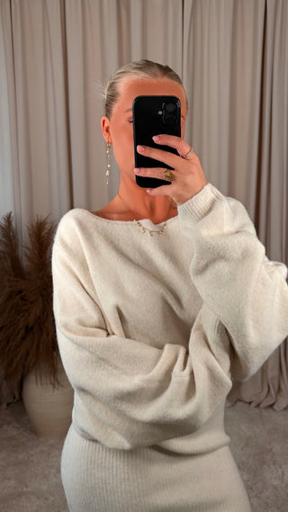 Copper knit kjóll kremaður