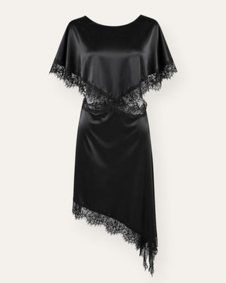 GD satin-lace kjóll svartur