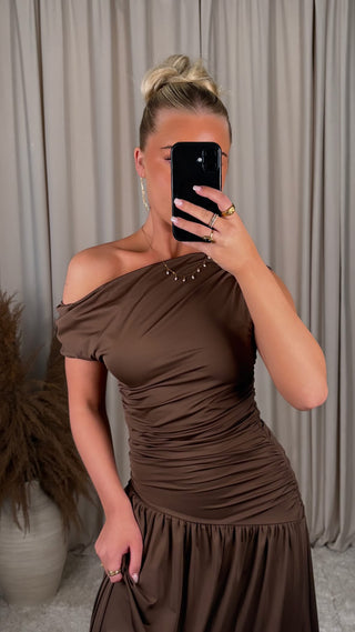 Veronica kjóll brúnn