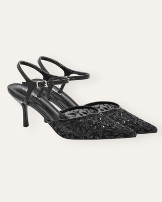 Steph glimmer-lace hælaskór svartur