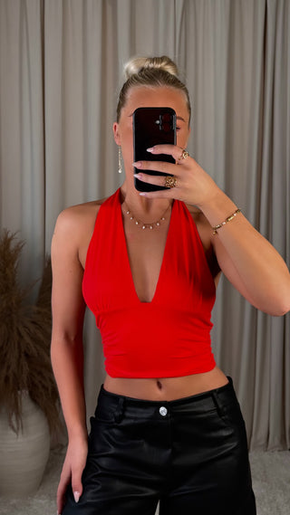 Van der Rock halter-neck bolur rauður
