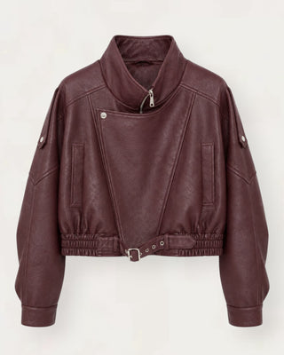 Drole biker leather jakki vínrauður