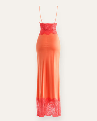 Evnl satin-lace kjóll peach
