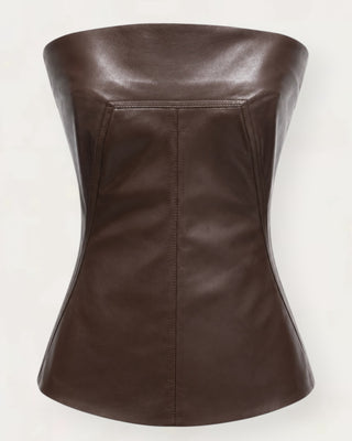 Ivi leather corset brúnt