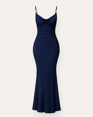 Amor lace-back kjóll navyblár