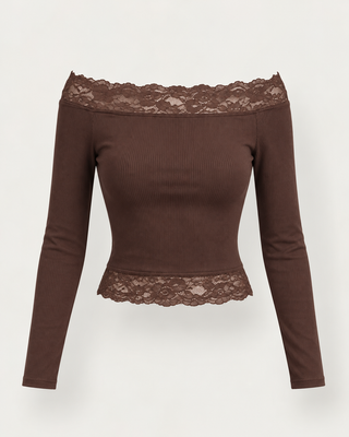 Apple lace-offshoulder bolur brúnn