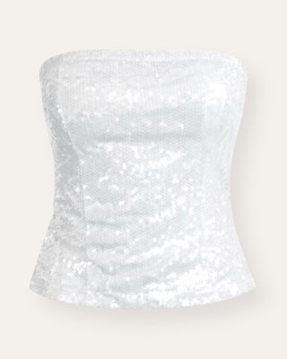 Eight pallíettutoppur hvítur