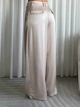 Eight satin-dragtarbuxur beige